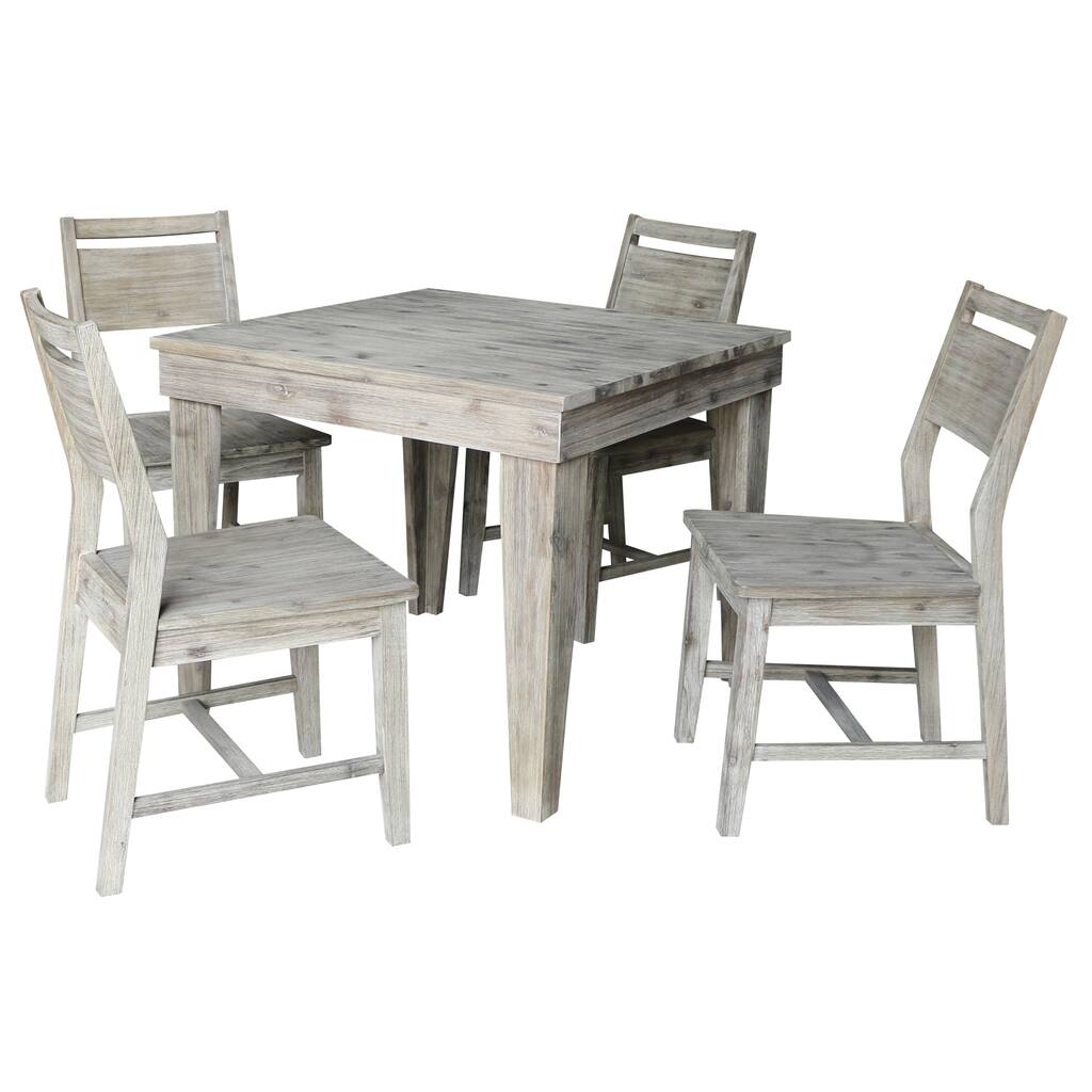 Modern Rustic Solid Wood Table with 4 Chairs in Rustic Gray Wash
