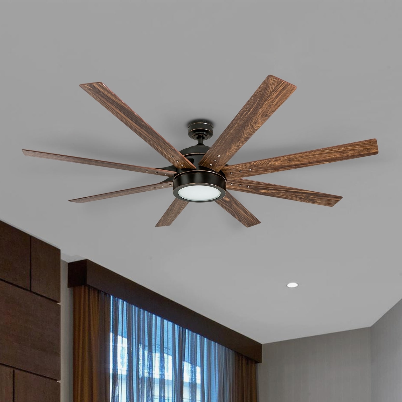 Honeywell Xerxes Oil Rubbed Bronze Led Remote Control Ceiling Fan 8 Blade Integrated Light 62 Inch