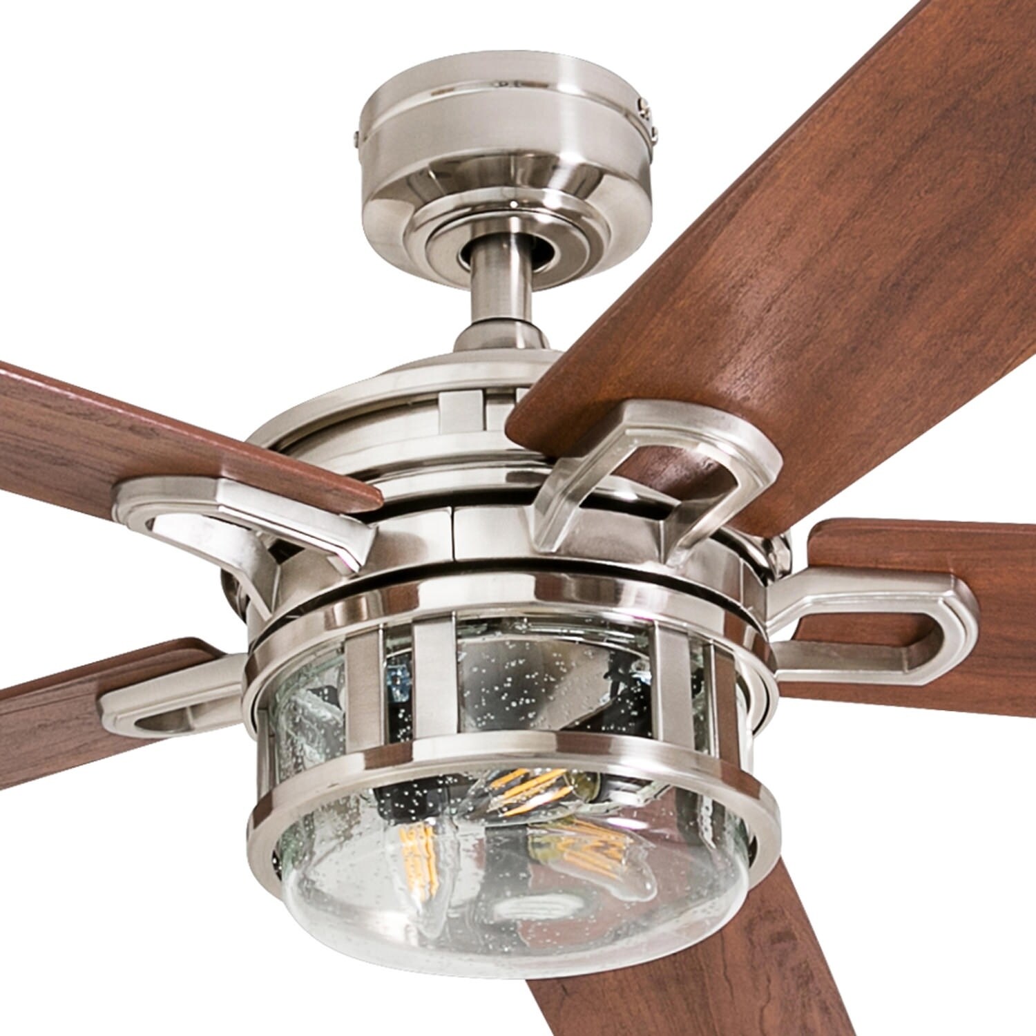 Honeywell Bontera Craftsman Led Remote Control Ceiling Fan Seeded Glass Fixture Brushed Nickel