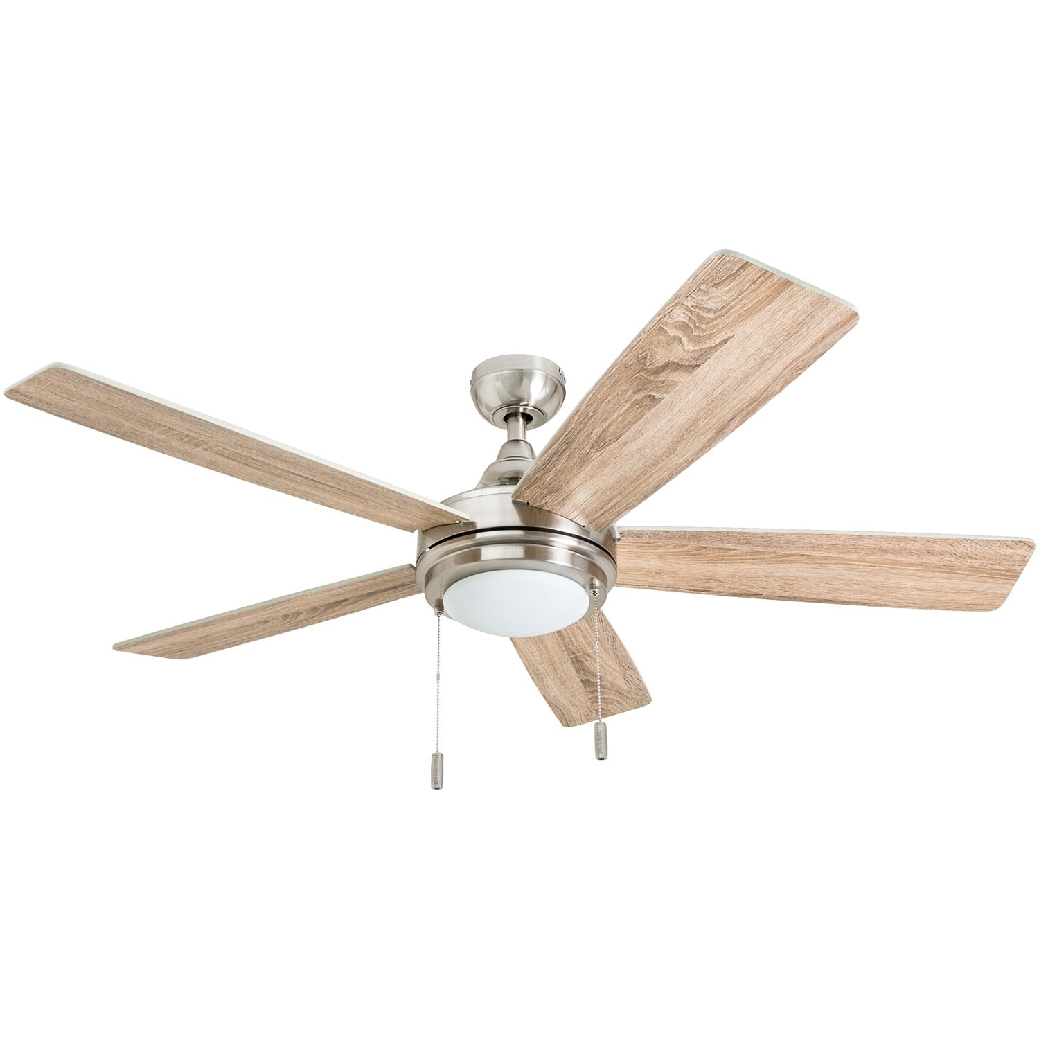 52 Modern Hugger Ceiling Fan With Light Led Brushed Nickel For