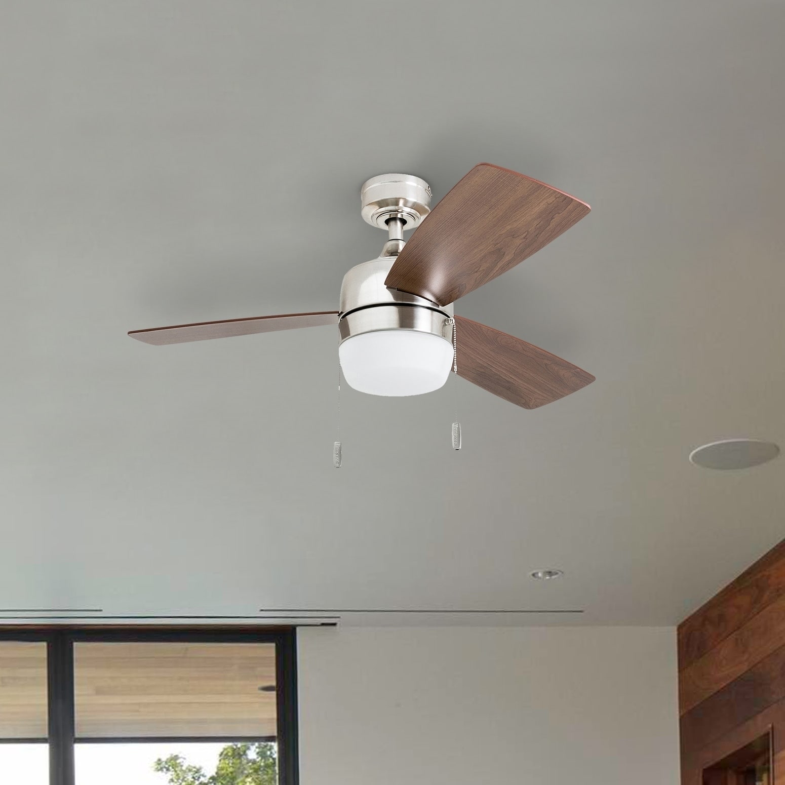 Honeywell Barcadero Modern Brushed Nickel Led Ceiling Fan With Integrated Light 44 Inch