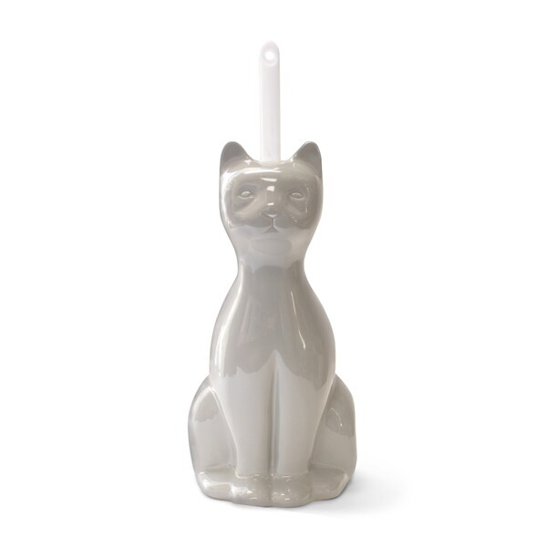porcelain cat toilet brush holder