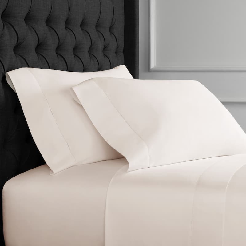 America Grown Cotton Collection 400 Thread Court Supima Cotton Hemstitch Bed Sheet Set and Pillowcase