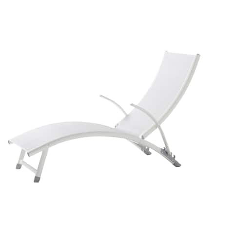 Poolside Aluminum Frame, Adjustable Back Chaise Lounge, Loft White