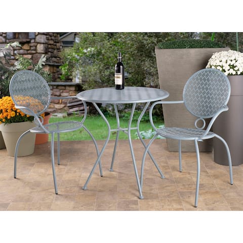 Martini 3 Piece Bistro Set in Cadet Blue Finish with 27.5" Round Bistro Table and 2 Stackable Bistro Chairs