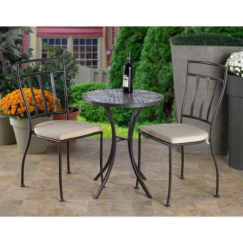 Sagrada Mosaic 3 Piece Bistro Set With 24" Round Bistro Table and 2 Bistro Chairs