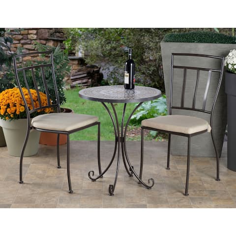 Tremiti Mosaic 3 Piece Bistro Set With 24" Round Bistro Table and 2 Bistro Chairs