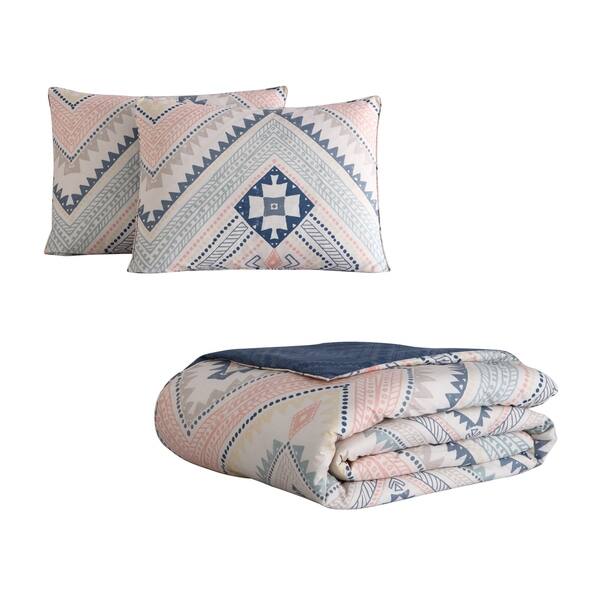 Shop Asher Home Sally Blue And Pink Tribal Print Comforter Set