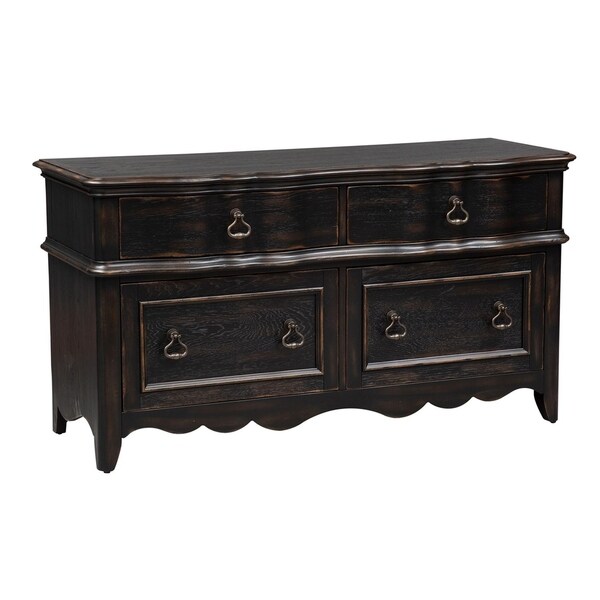 Shop Copper Grove Belovo Wirebrushed Antique Black Credenza - On Sale