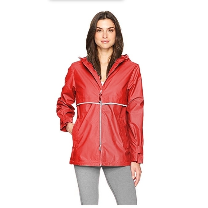 womens red rain jacket with hood