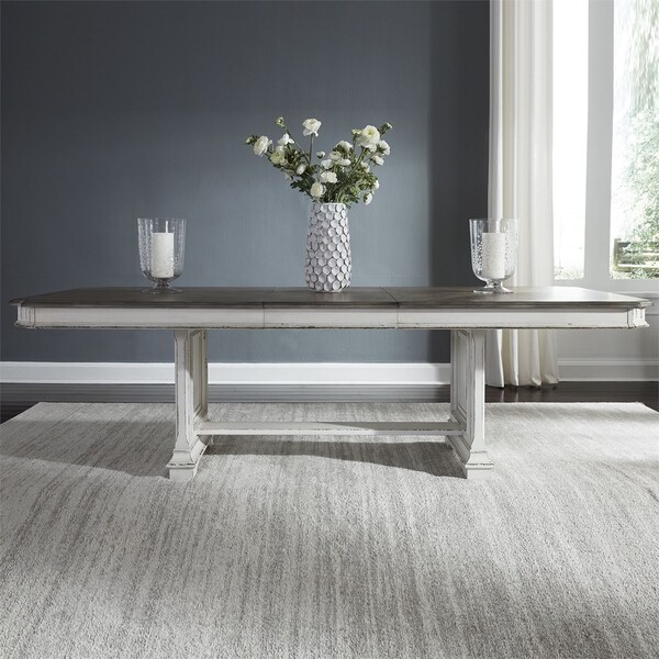 Abbey Park Antique White 5-piece Trestle Table Set