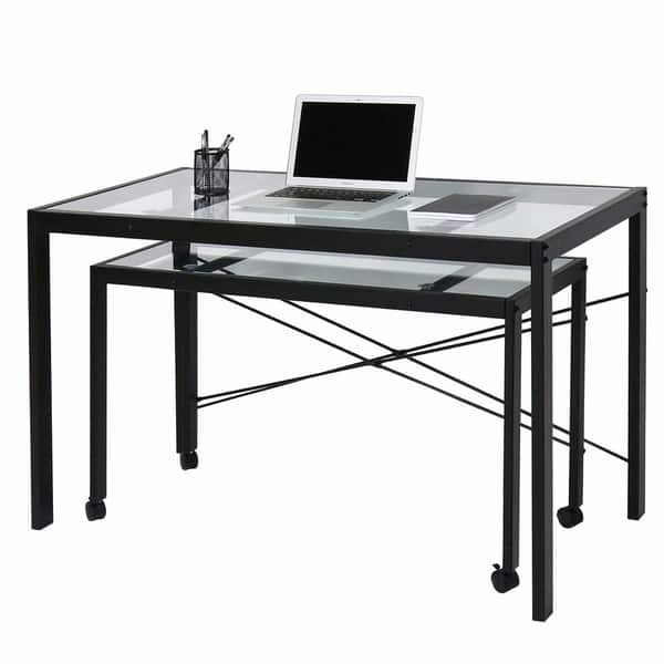 Shop Kinbor Home Office Computer Desk Workstation With Glass Top 2