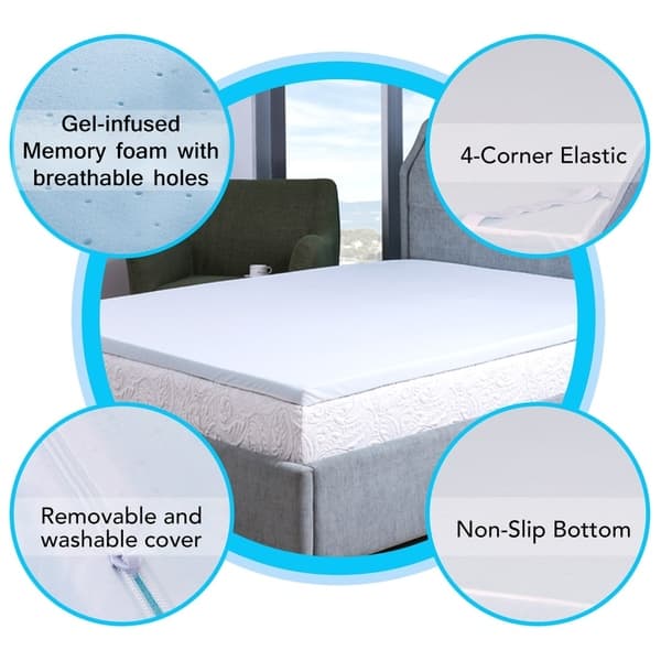 Shop Comfort Relax Memory Foam Mattress Topper With Gel Infused