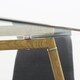 Mid Century Modern Glass Dining Table with Foot Pad Wooden Skin Leg - glass top with metal wooden leg - 51.5 x 31.5 x 29.5 - Thumbnail 3