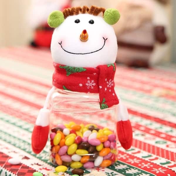 Christmas Candy Jar Glass Food Storage Bottle Tea Coffee Sugar Canister Gift