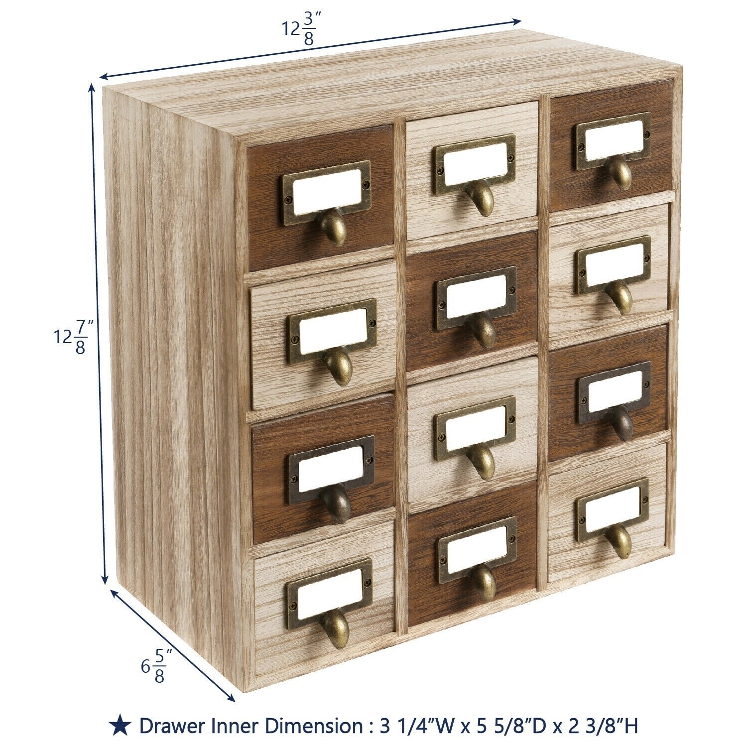 Shop Ikee Design Wood 12 Drawers Storage Cabinet With Metal Label