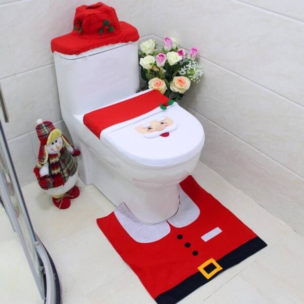 Shop Christmas Decorations Elf Deer Santa Claus Toilet Seat Cover