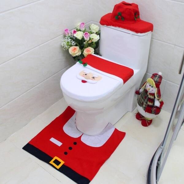 Shop Christmas Decorations Elf Deer Santa Claus Toilet Seat Cover