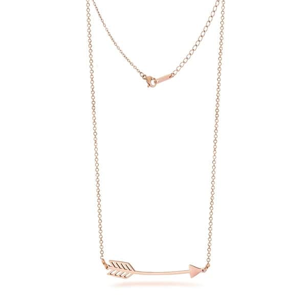 engraved Love Arrow Necklace 18K Gold Romantic Rose Gold or Silver Plated