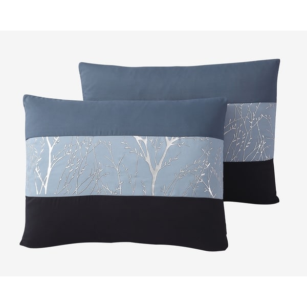 Shop Porch Den Lamonde Blue And Silver Foil 7 Piece Comforter