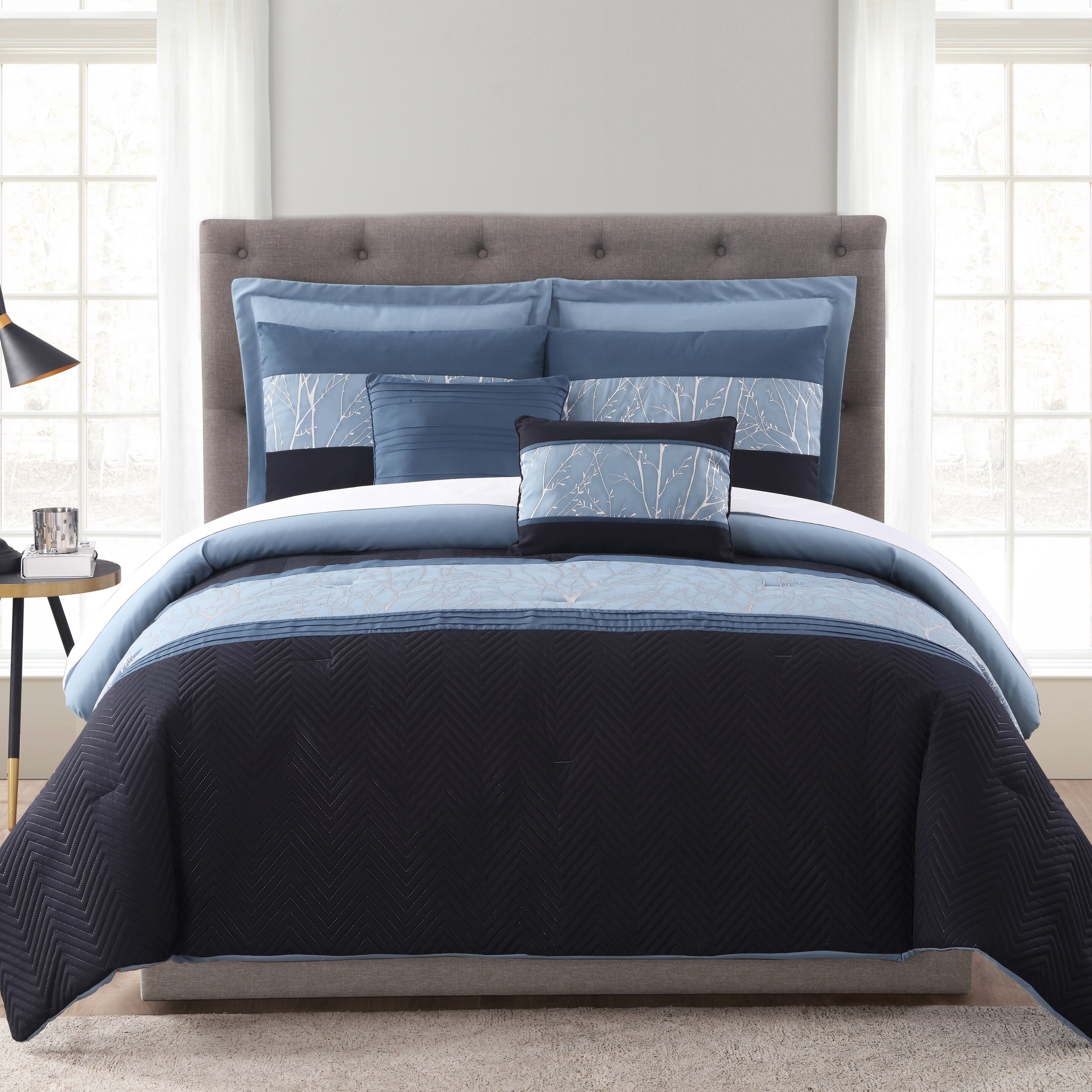 Blue And Silver Comforter Sets | Twin Bedding Sets 2020
