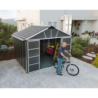 Shop Palram 11ft. X 9ft. Dark Grey Yukon Storage Shed - 8 