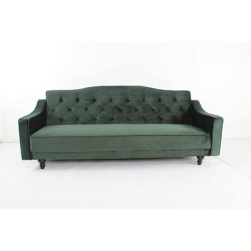 Copper Grove Garde Convertible Sleeper Velvet Sofa (Green, Grey, Brown)