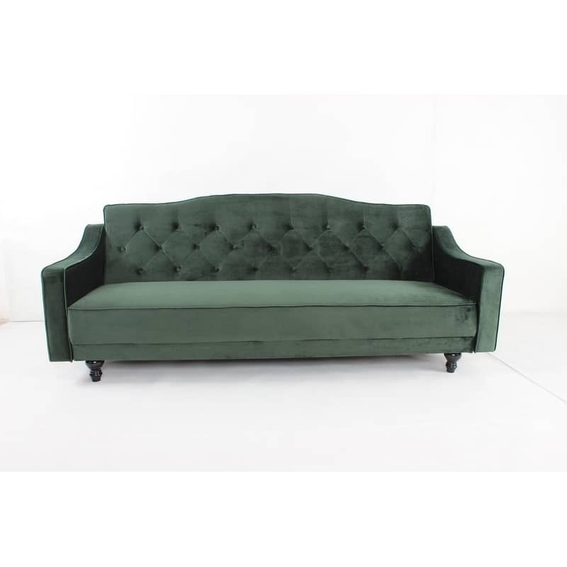 Copper Grove Garde Convertible Sleeper Velvet Sofa (Green, Grey, Brown)
