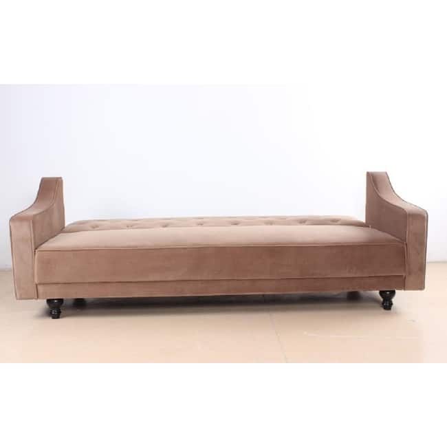 Copper Grove Garde Convertible Sleeper Velvet Sofa (Green, Grey, Brown)