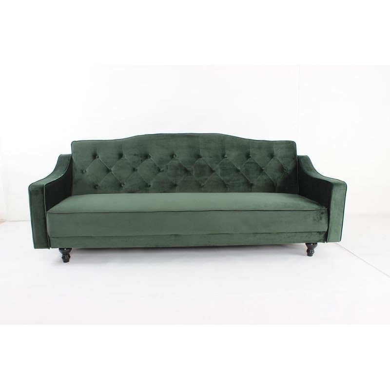 Copper Grove Garde Convertible Sleeper Velvet Sofa Green Garde Convertible Sleeper Velvet Sofa