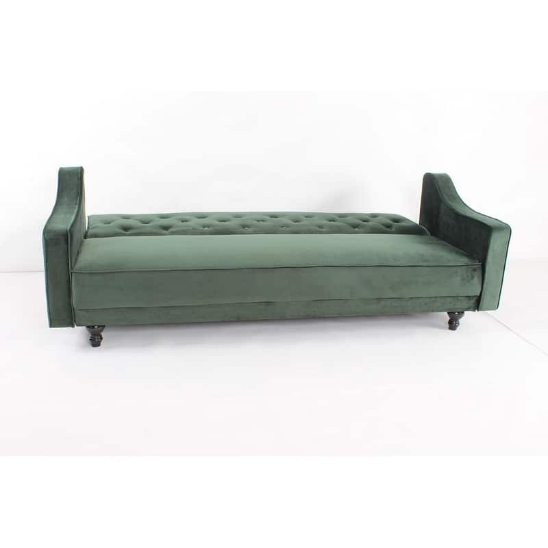 Copper Grove Garde Convertible Sleeper Velvet Sofa (Green, Grey, Brown)