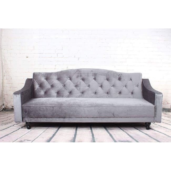 Copper Grove Garde Convertible Sleeper Velvet Sofa (Green, Grey, Brown) - Grey