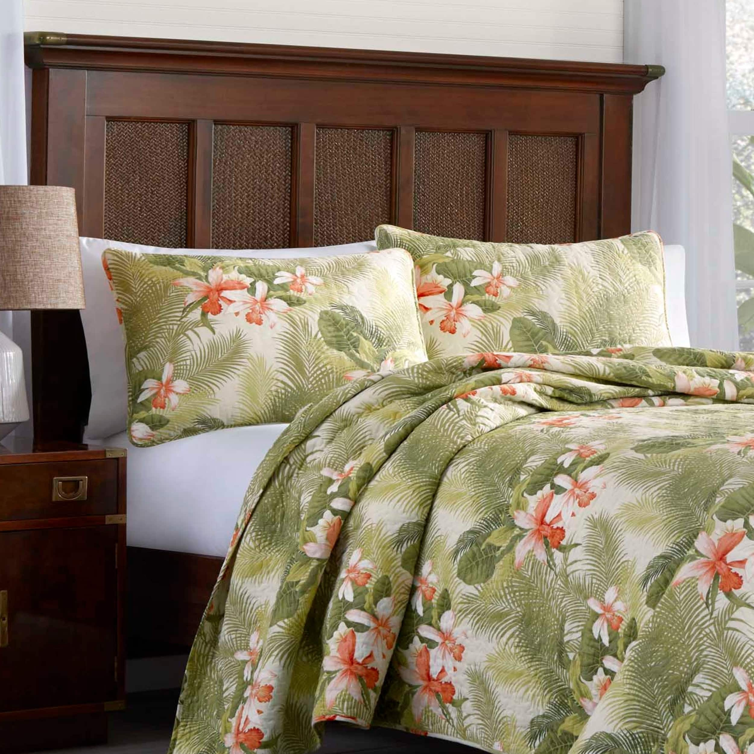 tommy bahama tropical orchid quilt set