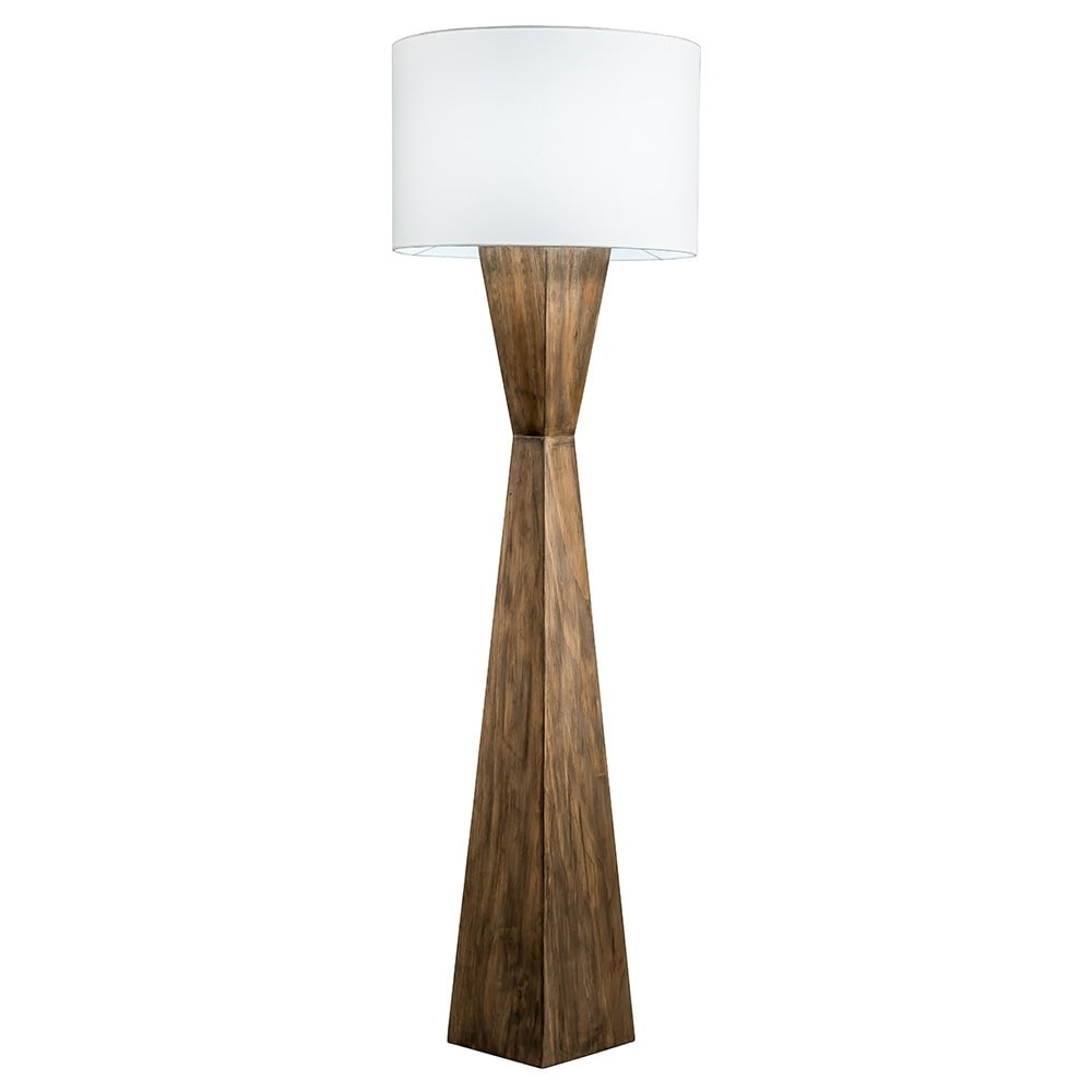 Modern Home Espresso Geometric Wood Floor Lamp w/Natural Jute