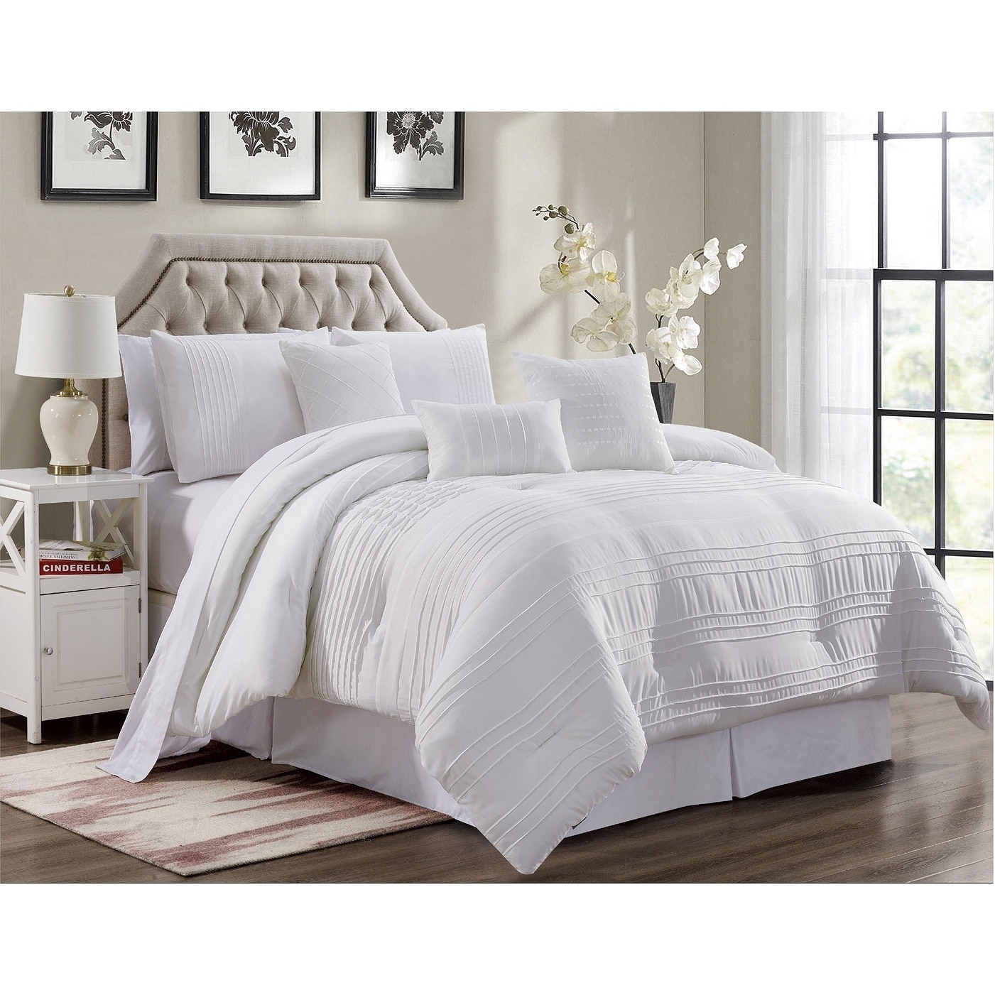 Shop Asher Home Viviana White Pleated 7 Piece Comforter Set On