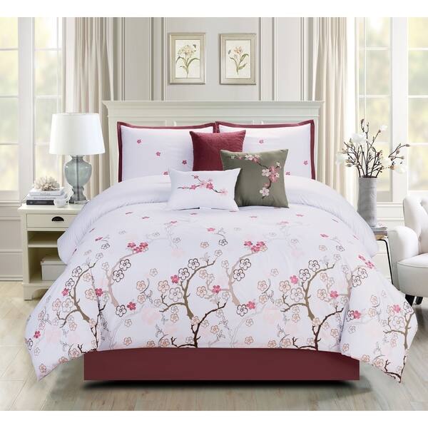 Shop Asher Home Anna Cherry Blossom 7 Piece Comforter Set Free