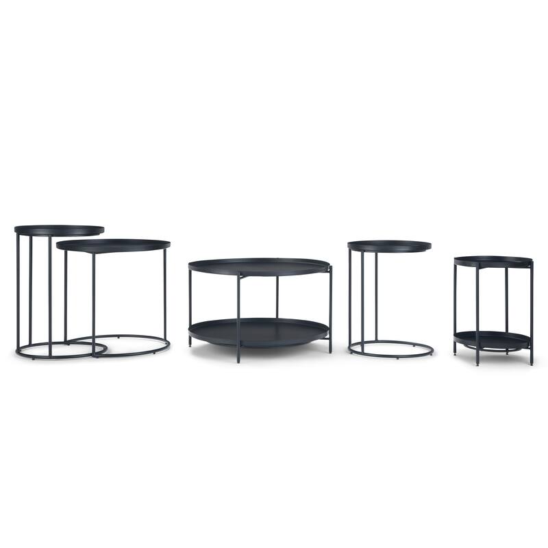 WYNDENHALL Lipton Metal Nesting 2 Pc Table - 23.7" dia. x 23" h