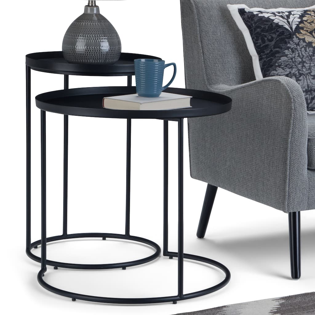 WYNDENHALL Lipton Metal Nesting 2 Pc Table - 23.7" dia. x 23" h