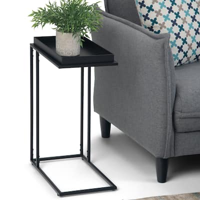 WYNDENHALL Morton Industrial 18 inch Wide Metal Tray Top C Side Table in Black - 10" W x 18" D x 23.25" H