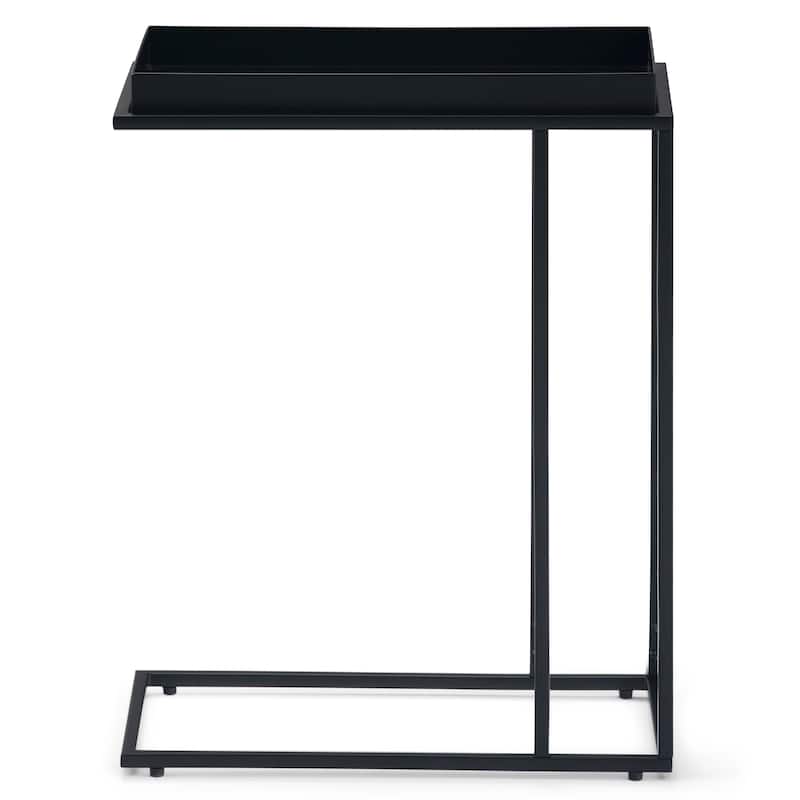 WYNDENHALL Morton Industrial 18 inch Wide Metal Tray Top C Side Table in Black - 10" W x 18" D x 23.25" H
