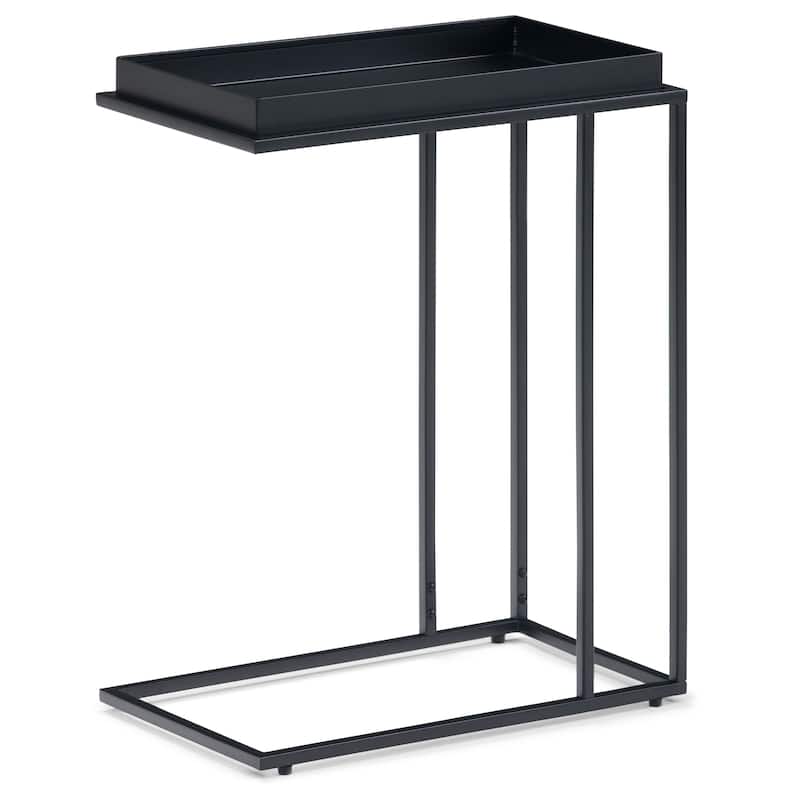 WYNDENHALL Morton Industrial 18 inch Wide Metal Tray Top C Side Table in Black - 10" W x 18" D x 23.25" H