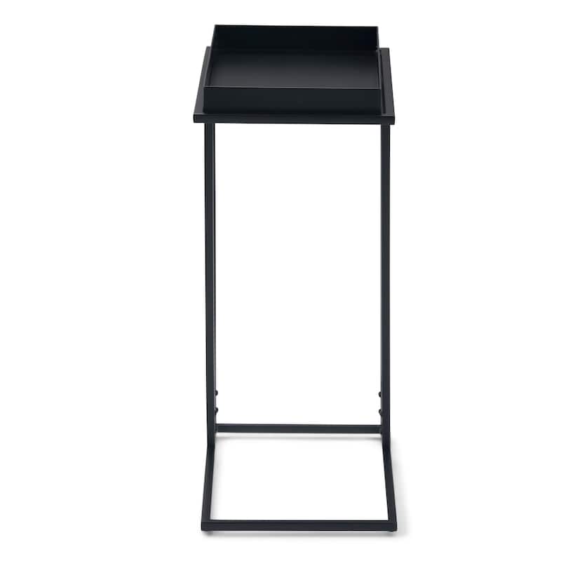 WYNDENHALL Morton Industrial 18 inch Wide Metal Tray Top C Side Table in Black - 10" W x 18" D x 23.25" H