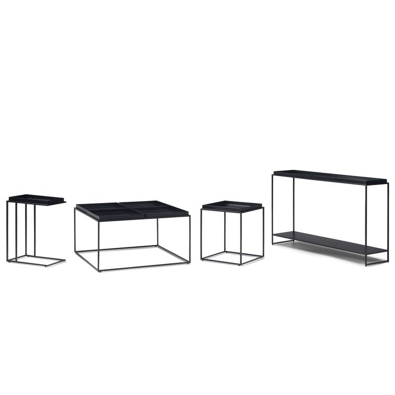 WYNDENHALL Morton Industrial 18 inch Wide Metal Tray Top C Side Table in Black - 10" W x 18" D x 23.25" H