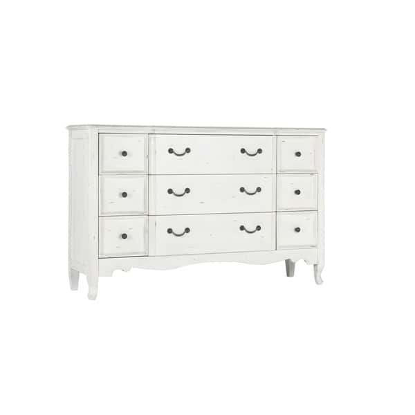 Shop Emerald Home Distressed Antique White And Pewter 9 Drawer