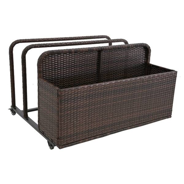 Modern Home Spa Resort Woven Wicker Pool Float Storage Organizer