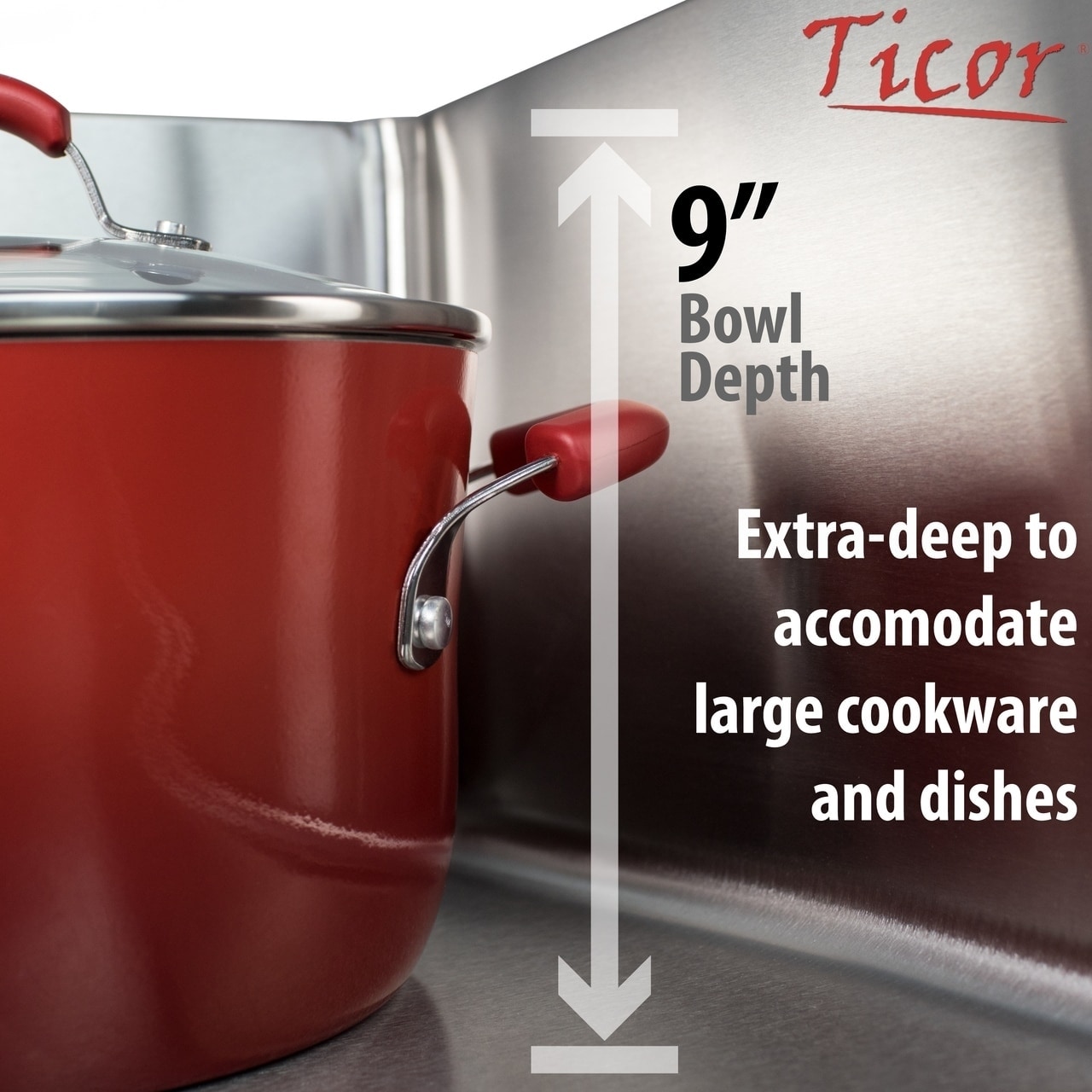 21 Ticor SR22 18-Gauge Stainless Steel Undermount Single Basin Kitchen//Laundry Sink