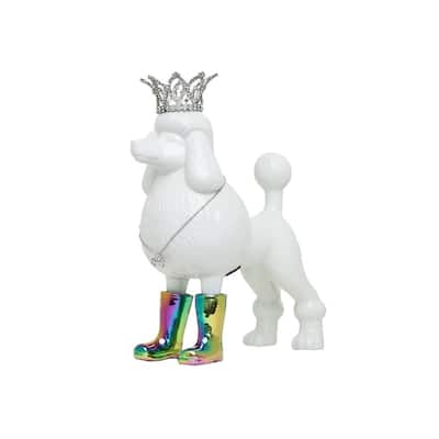 Interior Illusions Plus Iridescent Poodle with Necklace and Crown Bank - 10.5" tall