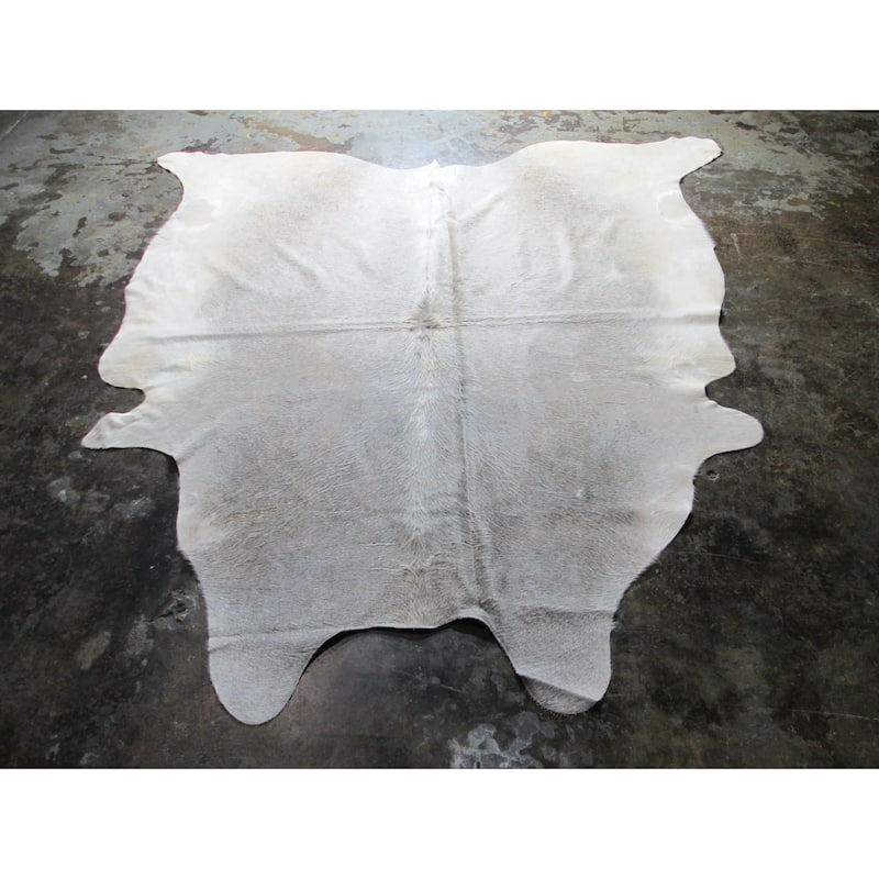 Rare White Cowhide Rug - 7.08 feet x 7.58 feet/85" x 91" - 7.08 feet x 7.58 feet/85" x 91"