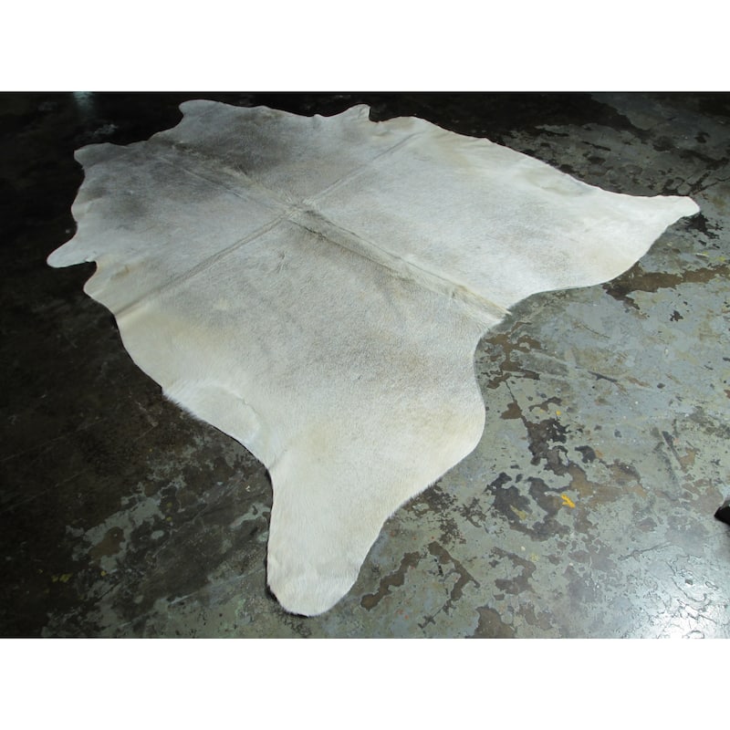 Rare White Cowhide Rug - 7.08 feet x 7.58 feet/85" x 91" - 7.08 feet x 7.58 feet/85" x 91"