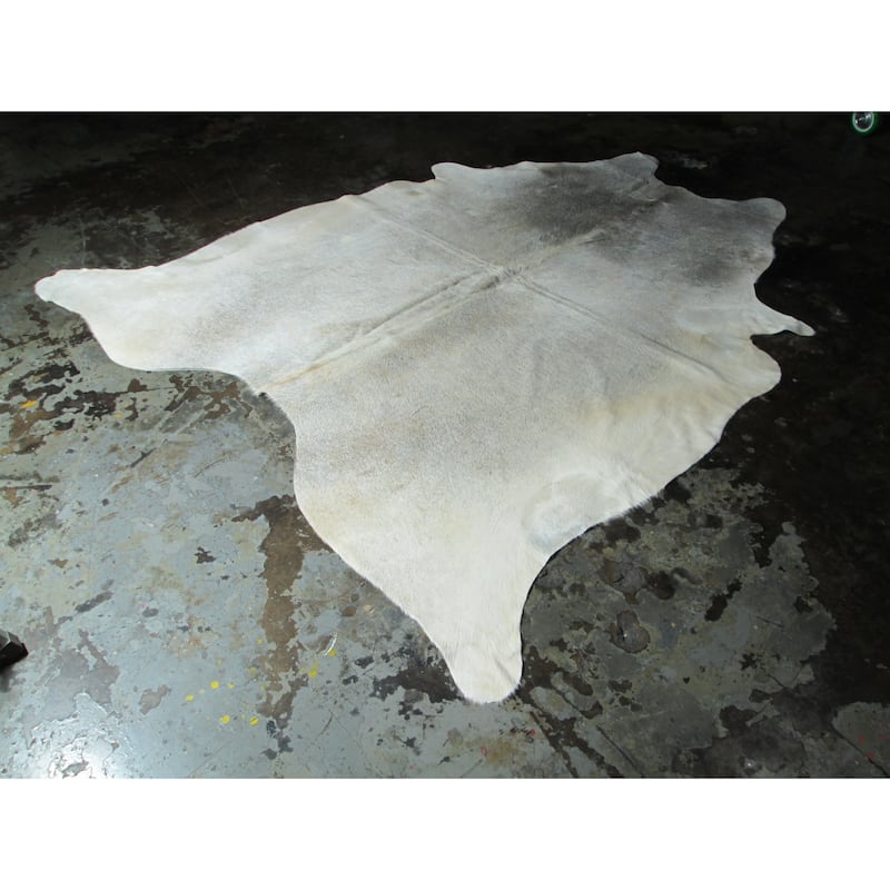Rare White Cowhide Rug - 7.08 feet x 7.58 feet/85" x 91" - 7.08 feet x 7.58 feet/85" x 91"